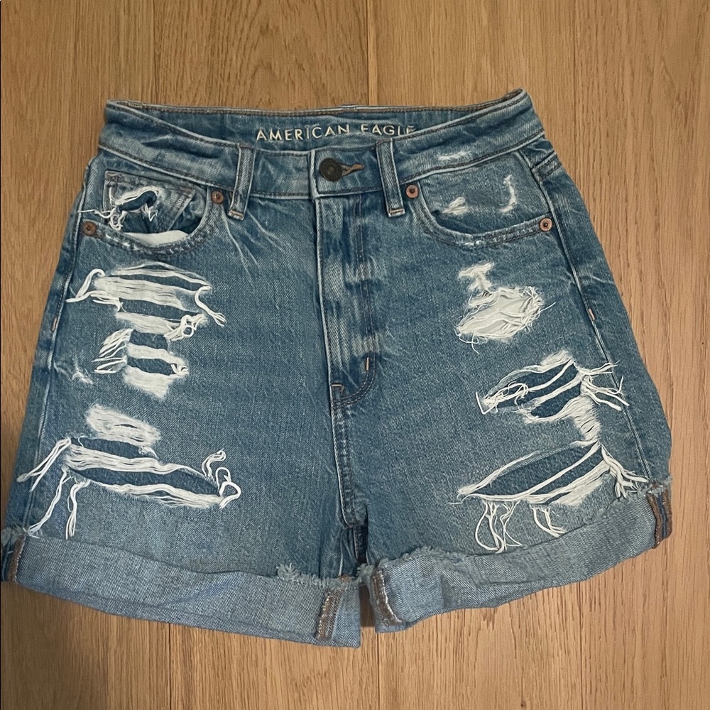 American Eagle Outfitters Ripped Blue Jean Shorts